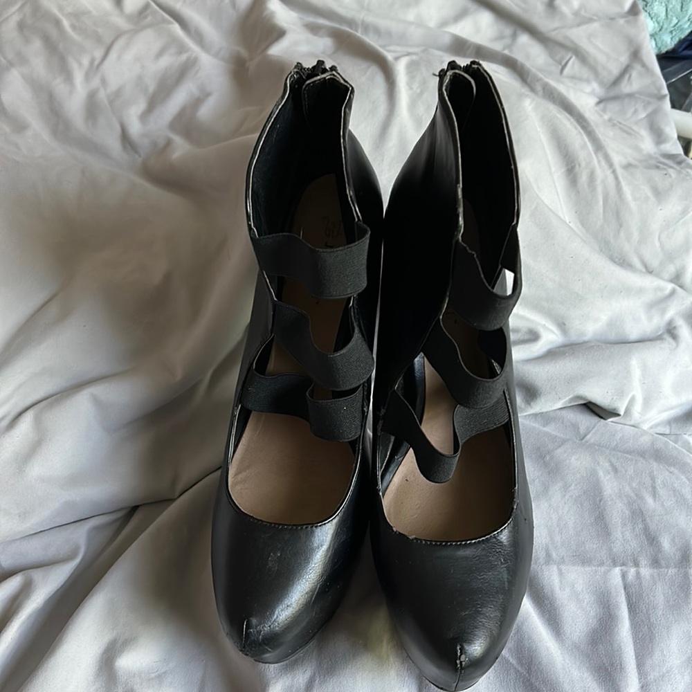 Black platform stilettos